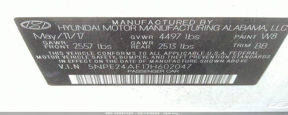 5NPE24AF1JH602047 2018 HYUNDAI SONATA photo no. 9