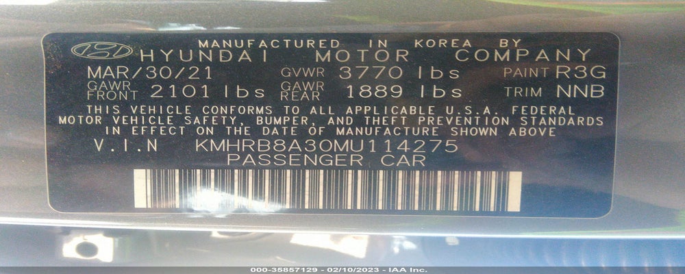 KMHRB8A30MU114275 2021 HYUNDAI VENUE photo no. 9