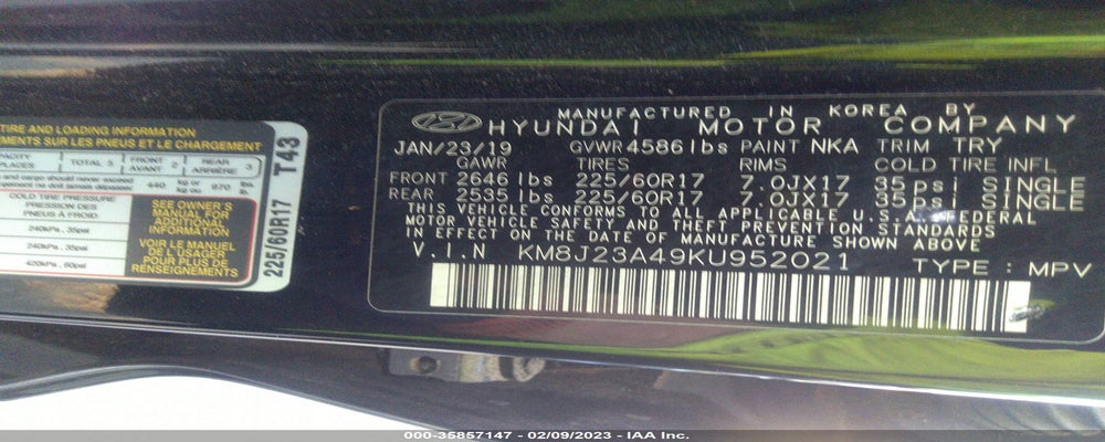 KM8J23A49KU952021 2019 HYUNDAI TUCSON photo no. 9