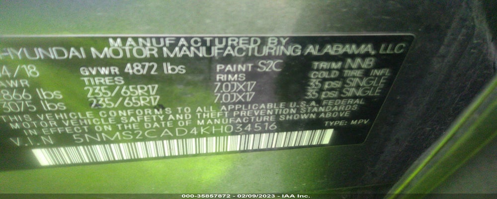 5NMS2CAD4KH034516 2019 HYUNDAI SANTA FE photo no. 9