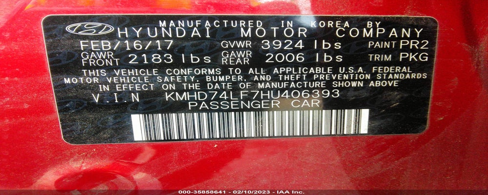 KMHD74LF7HU406393 2017 HYUNDAI ELANTRA photo no. 9