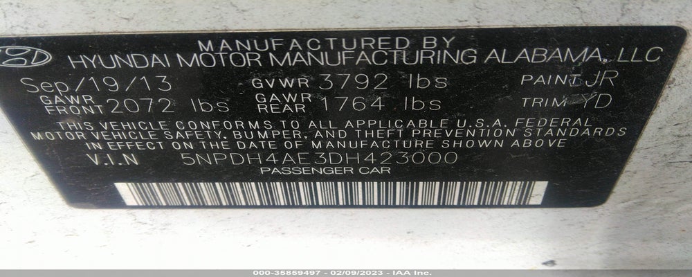 5NPDH4AE3DH423000 2013 HYUNDAI ELANTRA photo no. 9