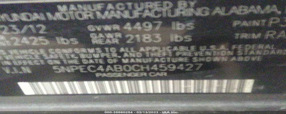 5NPEC4AB0CH459427 2012 HYUNDAI SONATA photo no. 9