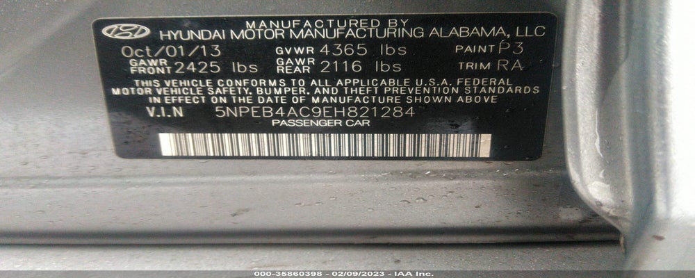 5NPEB4AC9EH821284 2014 HYUNDAI SONATA photo no. 9