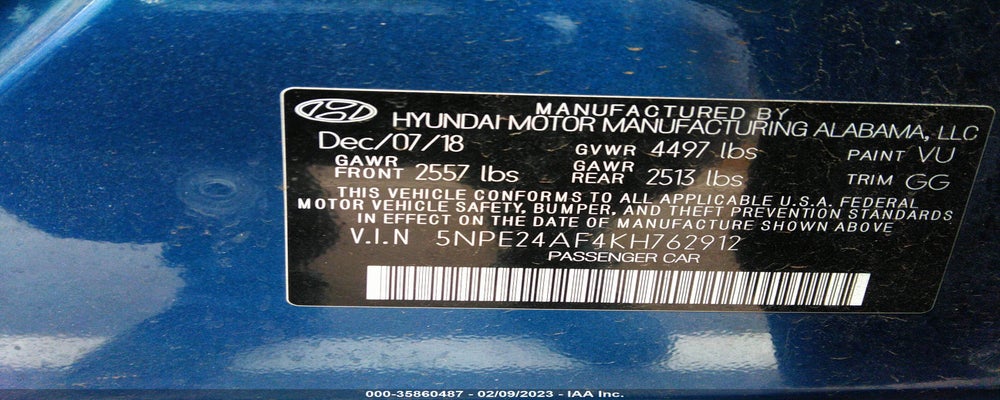 5NPE24AF4KH762912 2019 HYUNDAI SONATA photo no. 9