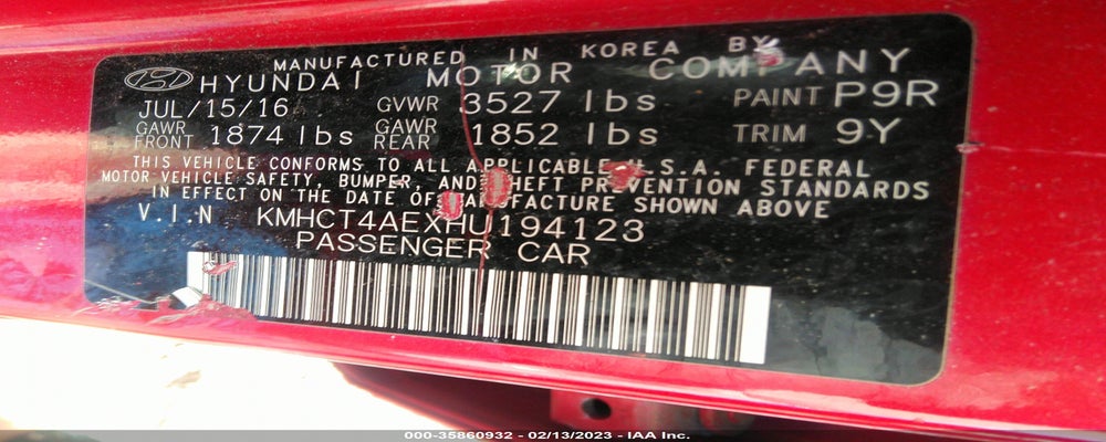 KMHCT4AEXHU194123 2017 HYUNDAI ACCENT photo no. 9