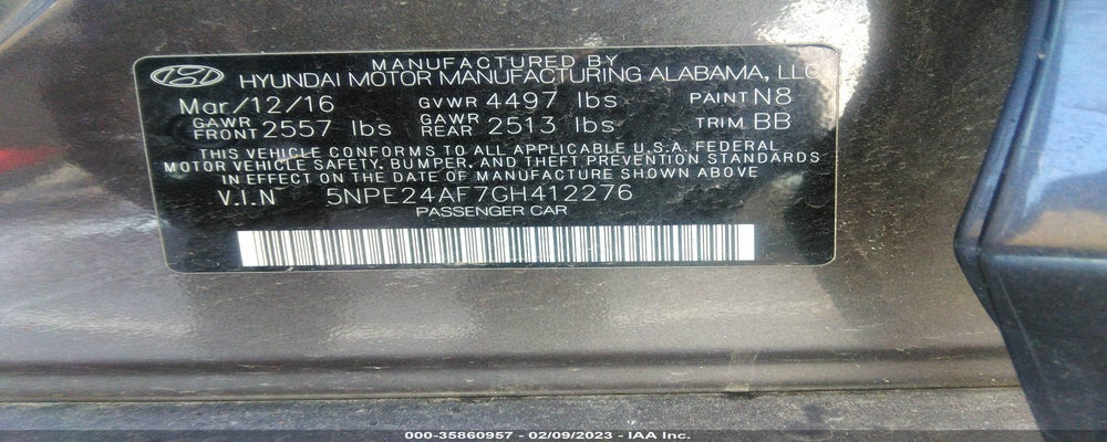 5NPE24AF7GH412276 2016 HYUNDAI SONATA photo no. 9