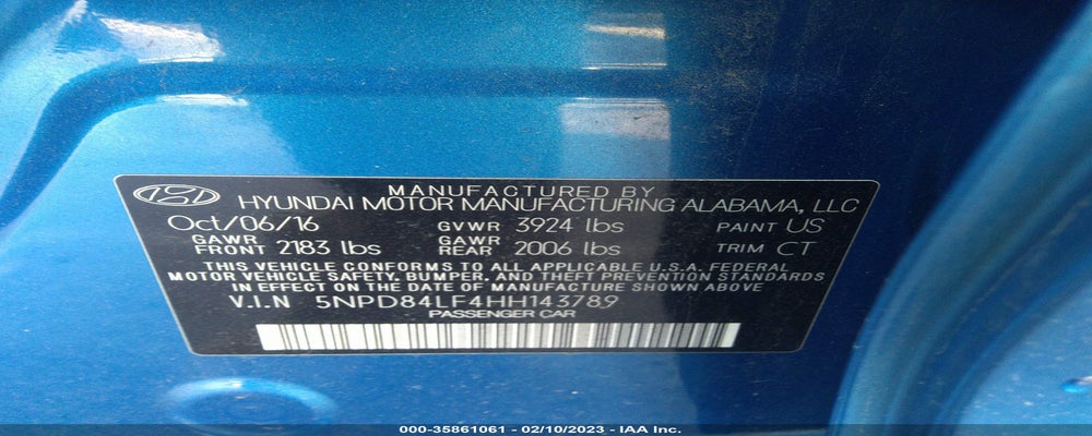 5NPD84LF4HH143789 2017 HYUNDAI ELANTRA photo no. 9