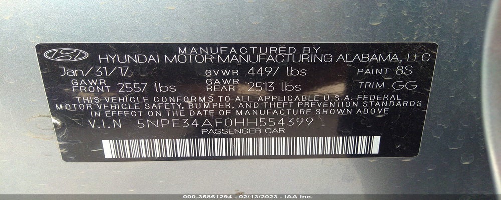 5NPE34AF0HH554399 2017 HYUNDAI SONATA photo no. 9