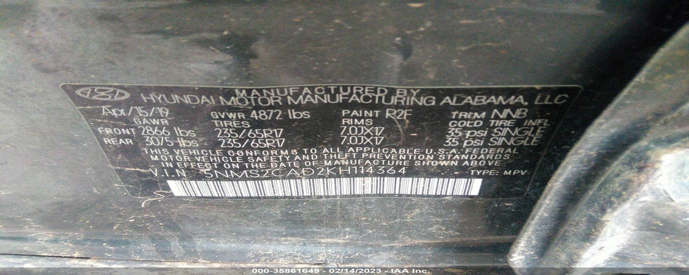 5NMS2CAD2KH114364 2019 HYUNDAI SANTA FE photo no. 9