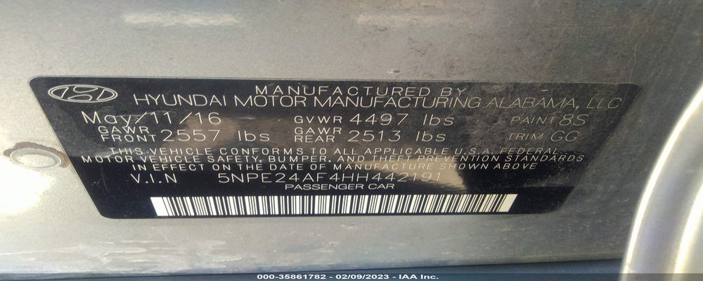 5NPE24AF4HH442191 2017 HYUNDAI SONATA photo no. 9