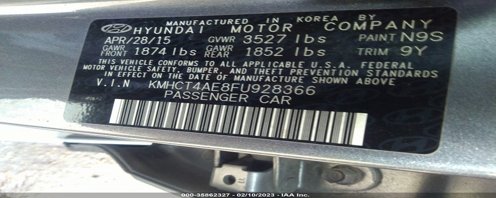 KMHCT4AE8FU928366 2015 HYUNDAI ACCENT photo no. 9