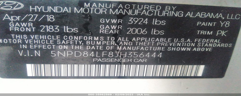 5NPD84LF8JH356444 2018 HYUNDAI ELANTRA photo no. 9