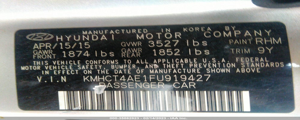 KMHCT4AE1FU919427 2015 HYUNDAI ACCENT photo no. 9
