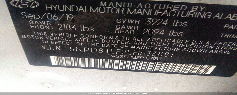 5NPD84LF2LH533881 2020 HYUNDAI ELANTRA photo no. 9