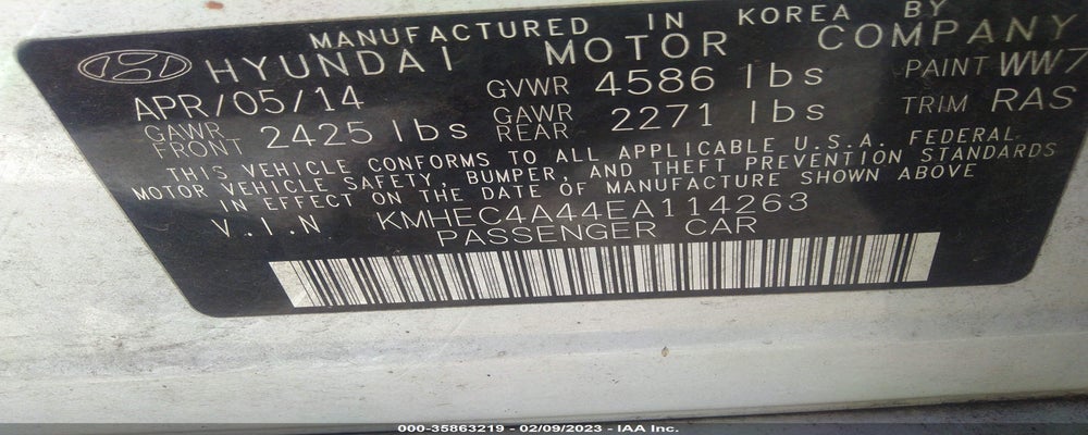 KMHEC4A44EA114263 2014 HYUNDAI SONATA HYBRID photo no. 9