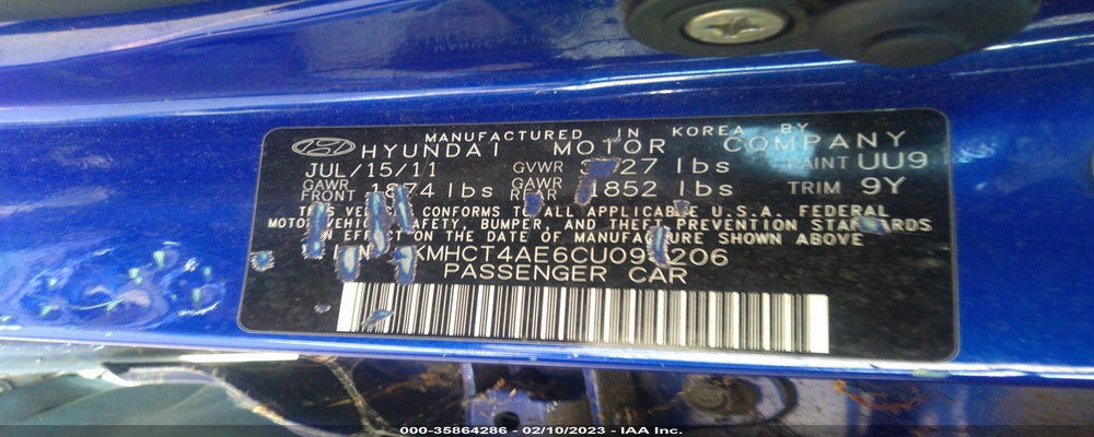 KMHCT4AE6CU094206 2012 HYUNDAI ACCENT photo no. 9