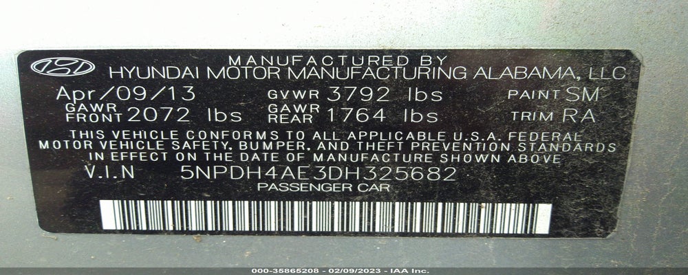 5NPDH4AE3DH325682 2013 HYUNDAI ELANTRA photo no. 9