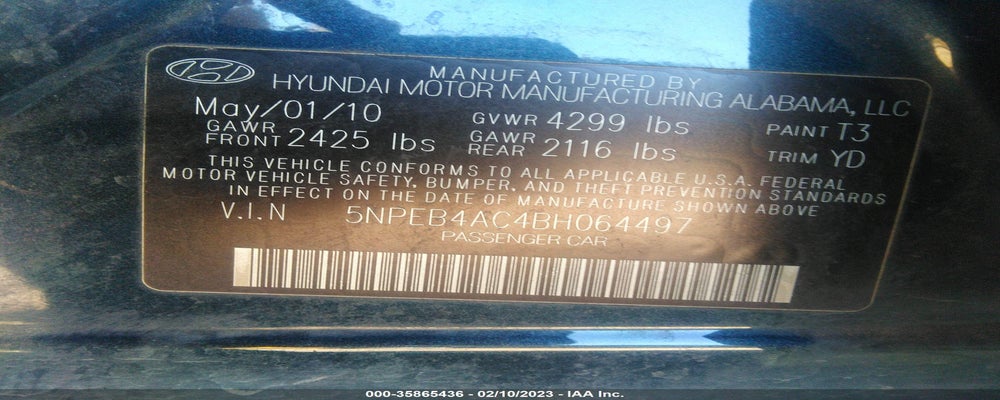 5NPEB4AC4BH064497 2011 HYUNDAI SONATA photo no. 9