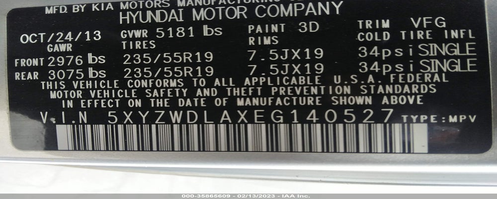 5XYZWDLAXEG140527 2014 HYUNDAI SANTA FE SPORT photo no. 9