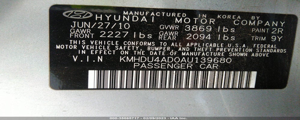 KMHDU4AD0AU139680 2010 HYUNDAI ELANTRA photo no. 9