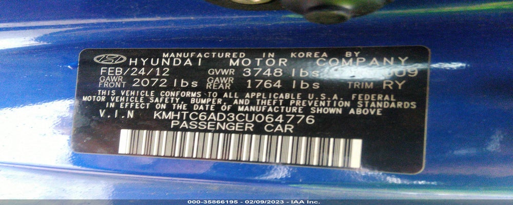 KMHTC6AD3CU064776 2012 HYUNDAI VELOSTER photo no. 9