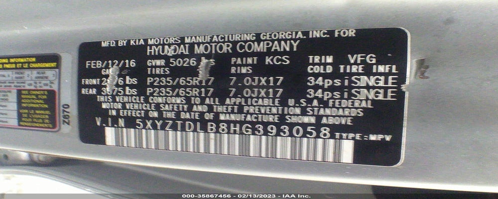 5XYZTDLB8HG393058 2017 HYUNDAI SANTA FE SPORT photo no. 9