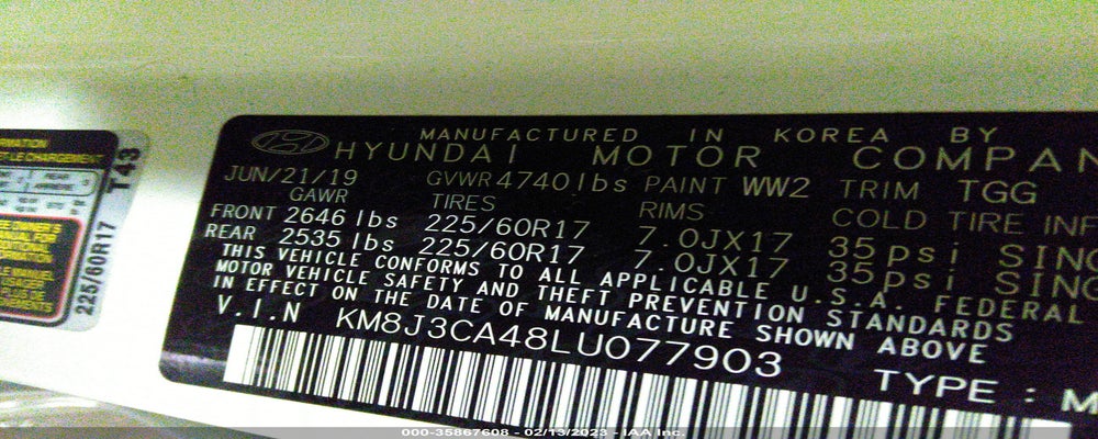 KM8J3CA48LU077903 2020 HYUNDAI TUCSON photo no. 9