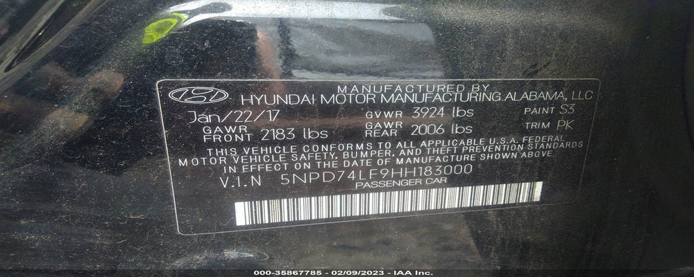 5NPD74LF9HH183000 2017 HYUNDAI ELANTRA photo no. 9
