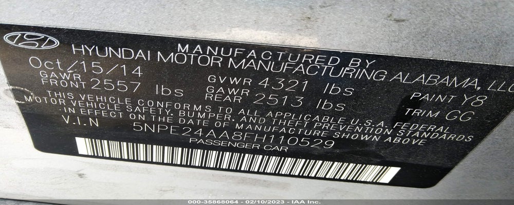 5NPE24AA8FH110529 2015 HYUNDAI SONATA photo no. 9