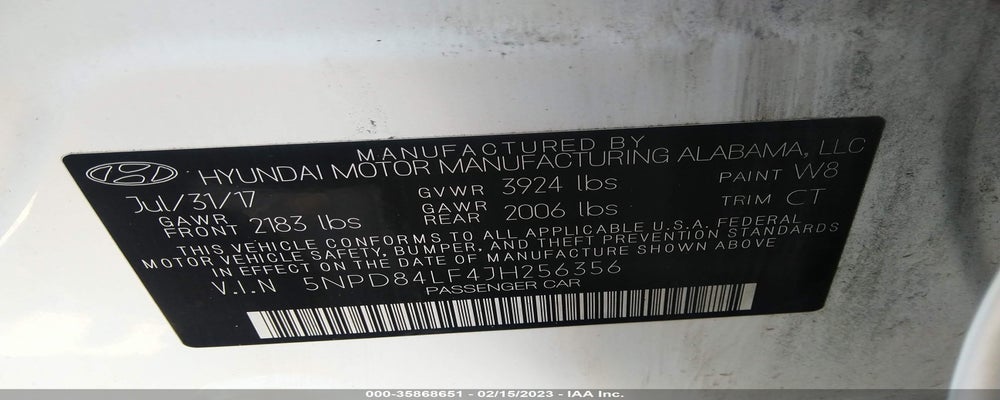 5NPD84LF4JH256356 2018 HYUNDAI ELANTRA photo no. 9