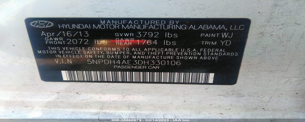 5NPDH4AE3DH330106 2013 HYUNDAI ELANTRA photo no. 9