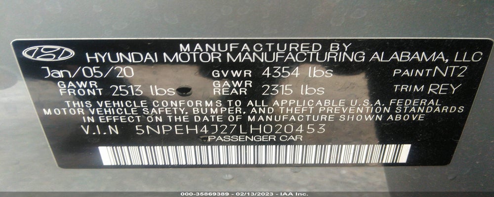 5NPEH4J27LH020453 2020 HYUNDAI SONATA photo no. 9