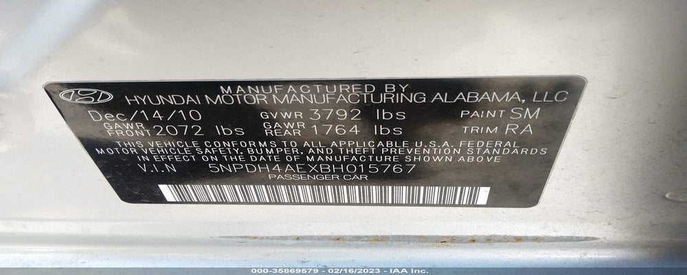 5NPDH4AEXBH015767 2011 HYUNDAI ELANTRA photo no. 9