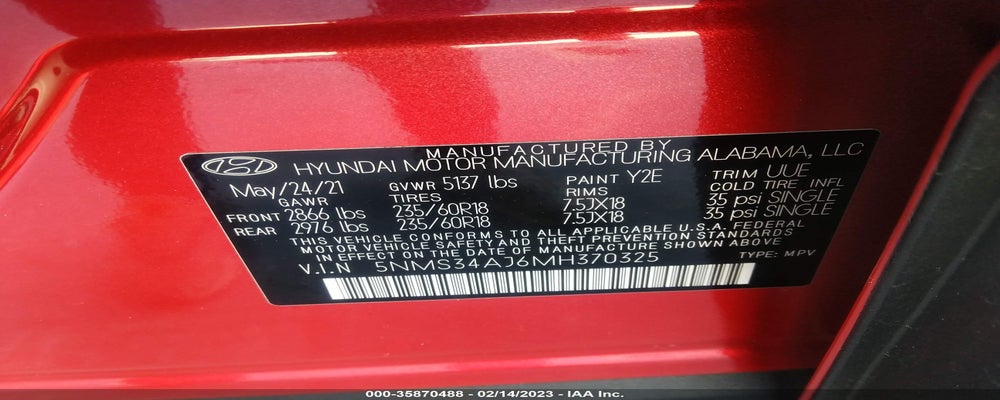 5NMS34AJ6MH370325 2021 HYUNDAI SANTA FE photo no. 9