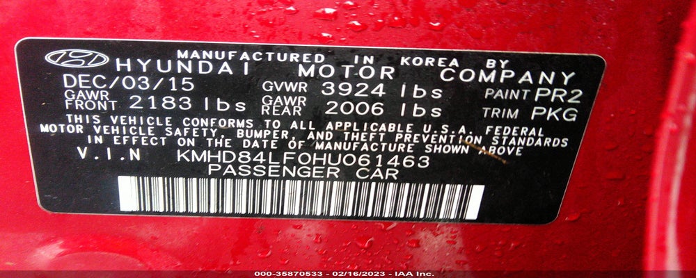 KMHD84LF0HU061463 2017 HYUNDAI ELANTRA photo no. 9