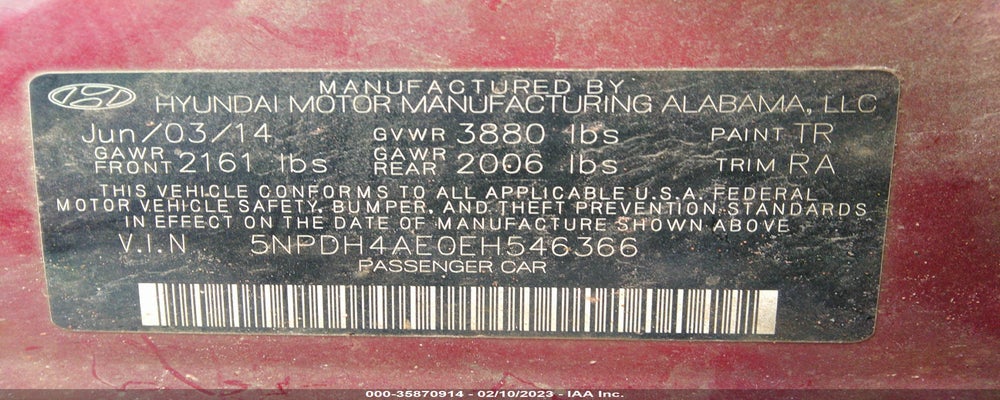 5NPDH4AE0EH546366 2014 HYUNDAI ELANTRA photo no. 9