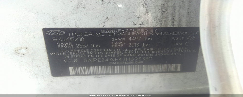 5NPE24AF4JH693332 2018 HYUNDAI SONATA photo no. 9