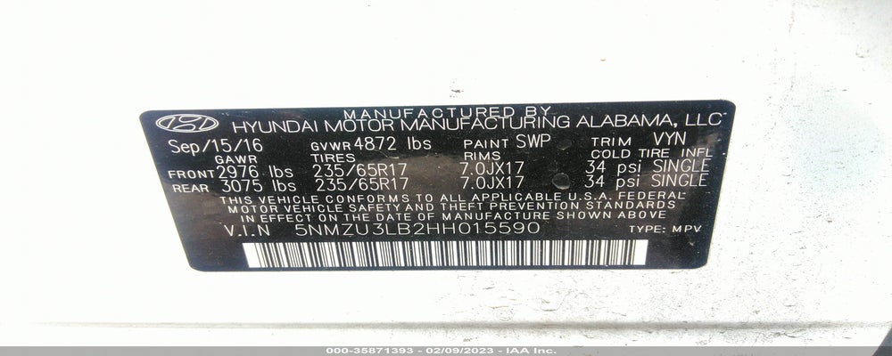 5NMZU3LB2HH015590 2017 HYUNDAI SANTA FE SPORT photo no. 9