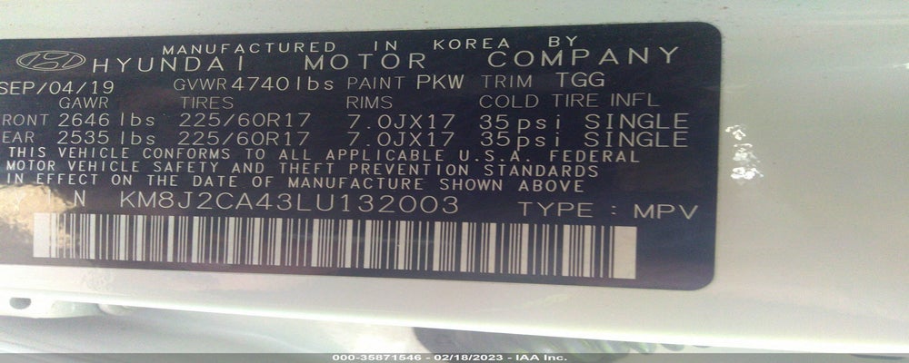 KM8J2CA43LU132003 2020 HYUNDAI TUCSON photo no. 9