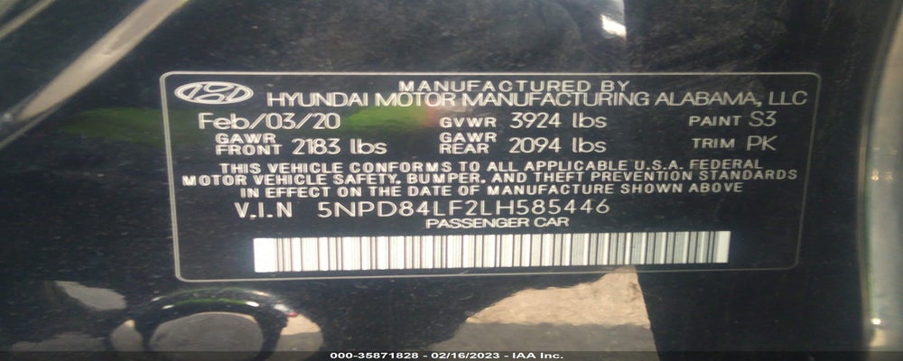 5NPD84LF2LH585446 2020 HYUNDAI ELANTRA photo no. 9