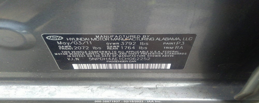 5NPDH4AE1CH062252 2012 HYUNDAI ELANTRA photo no. 9