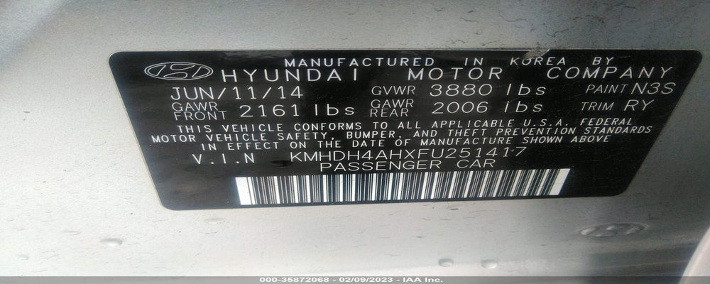 KMHDH4AHXFU251417 2015 HYUNDAI ELANTRA photo no. 9