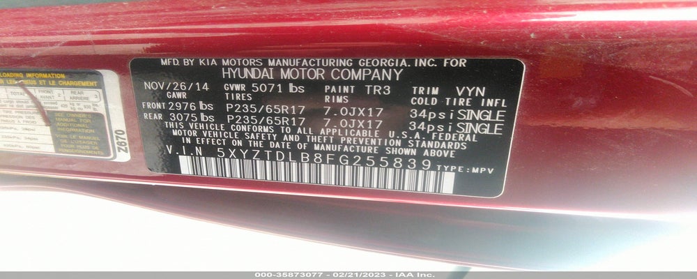 5XYZTDLB8FG255839 2015 HYUNDAI SANTA FE SPORT photo no. 9