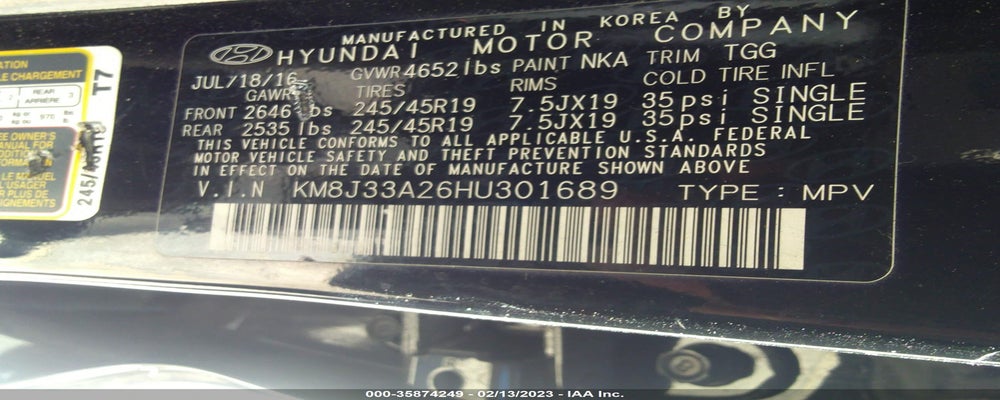 KM8J33A26HU301689 2017 HYUNDAI TUCSON photo no. 9
