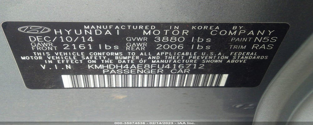 KMHDH4AE8FU416712 2015 HYUNDAI ELANTRA photo no. 9
