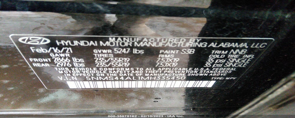 5NMS44AL1MH335450 2021 HYUNDAI SANTA FE photo no. 9