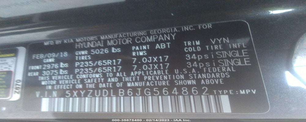 5XYZUDLB6JG564862 2018 HYUNDAI SANTA FE SPORT photo no. 9