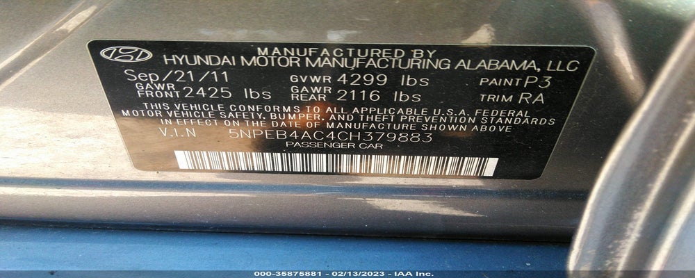 5NPEB4AC4CH379883 2012 HYUNDAI SONATA photo no. 9