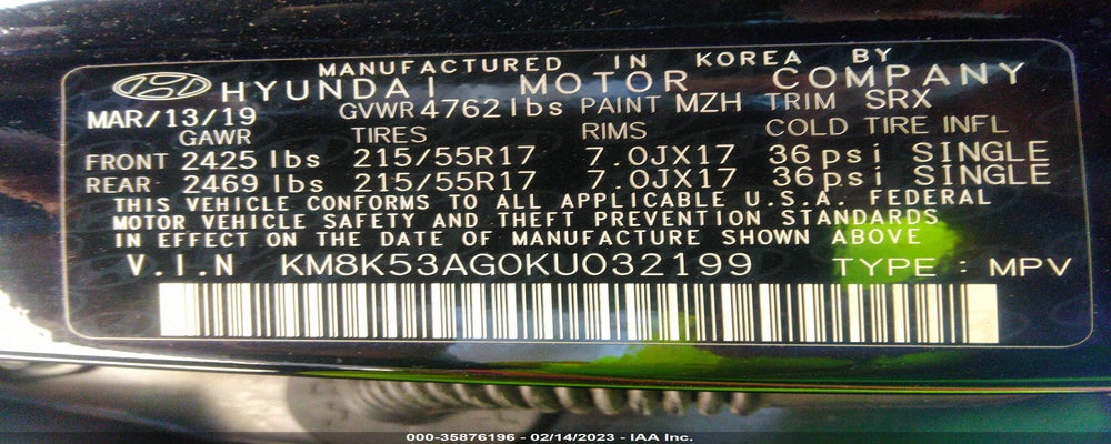 KM8K53AG0KU032199 2019 HYUNDAI KONA EV photo no. 9